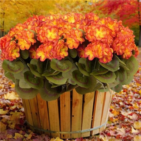 6 Bundles Fall Flowers Artificial for Decoration, Fake Geraniums Artificial - Picture 1 of 7